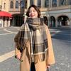 1116 new scarf women's autumn and winter Korean version versatile plaid thickened student couple scarf men's imitation cashmere to keep warm
