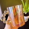 Wanghong Bubble Glass Cup with Pearl Handle - Multipurpose for Water, Milk, Coffee, Beer, or Beverages