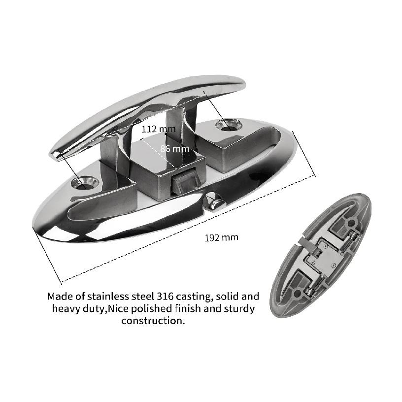 316 Stainless Steel 8 Inch Marine Folding Cleats Boat Dock Cleat With Button Boat Accessories Marine Hardware 8 inch