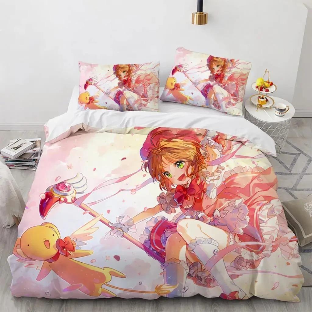 Anime Cardcaptor Sakura Bedding Set For Bedroom Soft Modern Bedspreads Comefortable Kids Duvet Cover Quilt Cover And Pillowcase