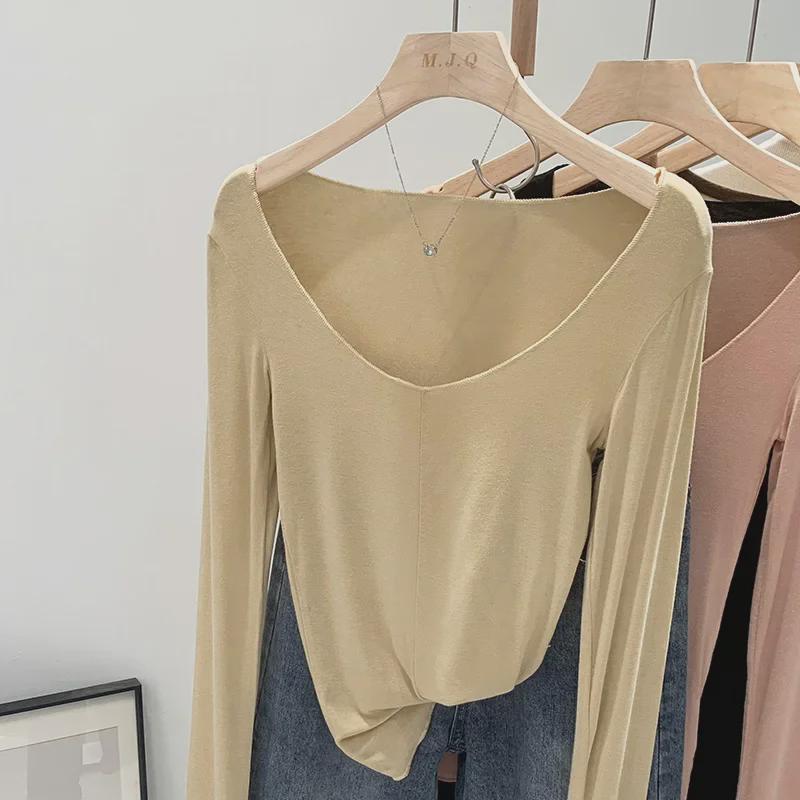 

Women s Pink Slim One-Shoulder Long Sleeve T-Shirt - Early Spring 2024 XL абрикосовый