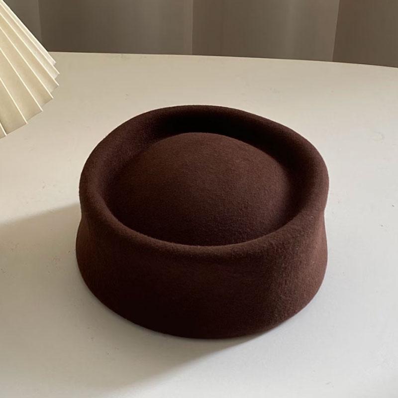 100%Wool Hard Top Pillbox Hat Fedoras Lady Luxury Vintage Painter Berets Trend Women Winter Warm Fascinating Japanese Sailor Hat