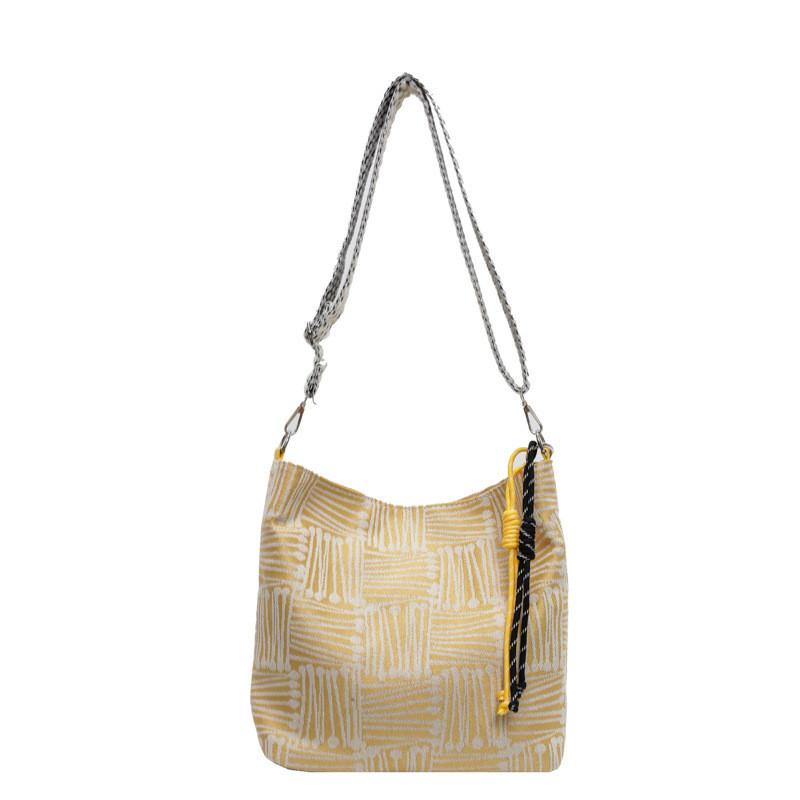 

Trendy Striped Canvas Sling Bag With Spacious Design For Casual Commuting