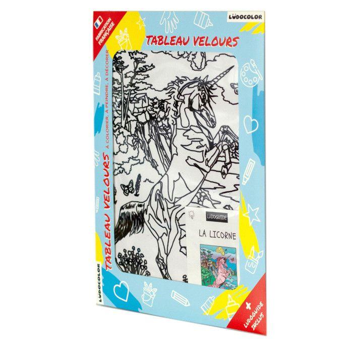 Tableau Velours à colorier Pour enfant La Licorne cascade