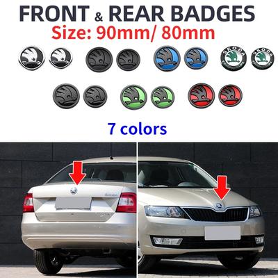 2025 Nowe 2 szt. 80 mm/90 mm Samochód tylna klapa bagażnika przednia maska bagażnik Emblemat logo Dla Skoda Fabia 1 2 Octavia a7 RS Superb Rapid Yeti Kar