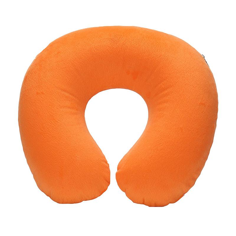 Almohada de Viaje en Forma de U Coche Aire Vuelo Oficina Almohada Inflable para el Cuello Funda de Felpa Corta Soporte de PVC Reposacabezas Cojín Suave para Lactancia