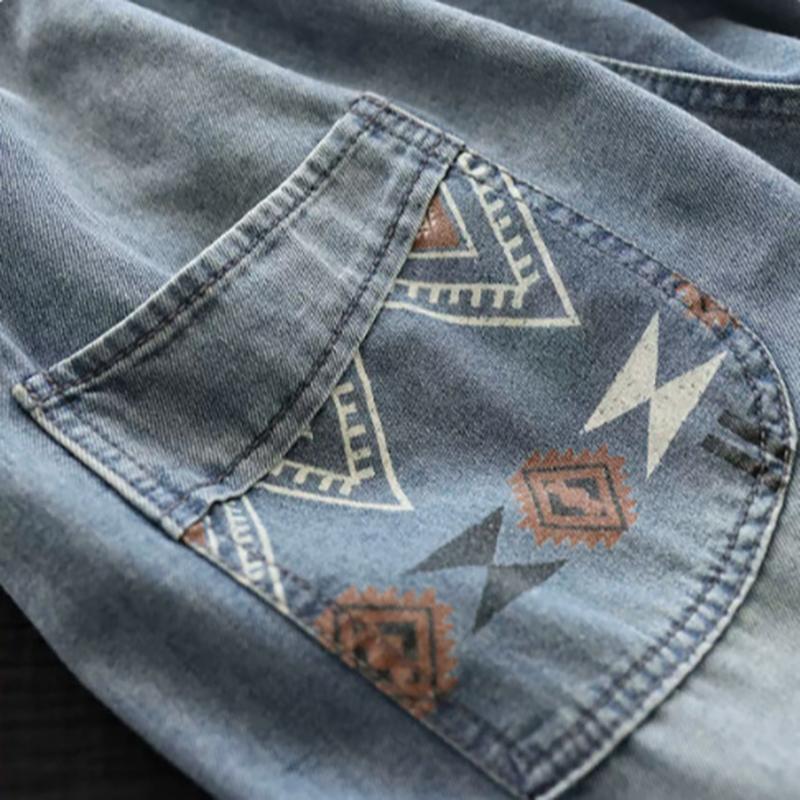 Mode Frühling Denim Frauen Gedruckt Jeans Damen Vintage Haremshosen