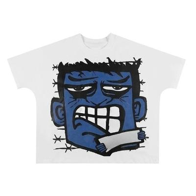 American High Street Billionaire Sleeve T-shirt Cartoon Print Beauty Tide Round Neck Wide Women's Casual Loose Short Sleeve