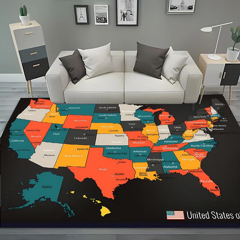 

Забавная карта США Большой ковер для гостиной детской спальни дивана придверный коврик кухонный пол тапете противоскользящий декор альфомбра 40x60cm (16x24in)