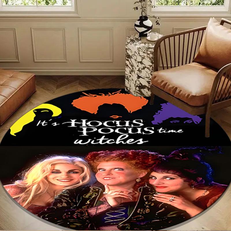 Hocus Halloween Night Round Mat, Anti-slip Circle Carpet Chair Rug For livingroom,Bedroom, Doormat Home Decor Gift Christmas Gifts