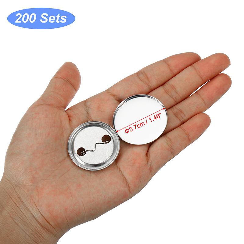 100/200pcs Blank Badge Pin Button Maker Parts Metal DIY Button Material Supplies Reflective Back for Button Maker Machine Round