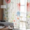 Spring Watercolor Leaves Sheer Curtains Transparent Voile Tulle Window Drapes for Bedroom Holiday Decoration