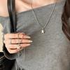 Korean Five Pointed Star Pendant Stainless Steel Necklace for Women Simple Silver Color Star Double Layer Sweater Chain Jewelry