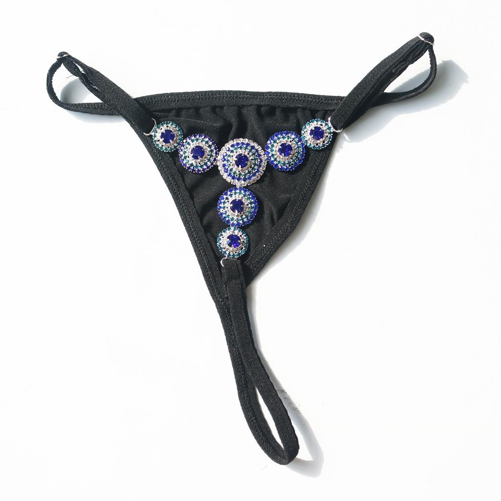 New Blue Rhinestone Body Chain Waist Chain, Sexy Bikini Panties Accessories Body Chain