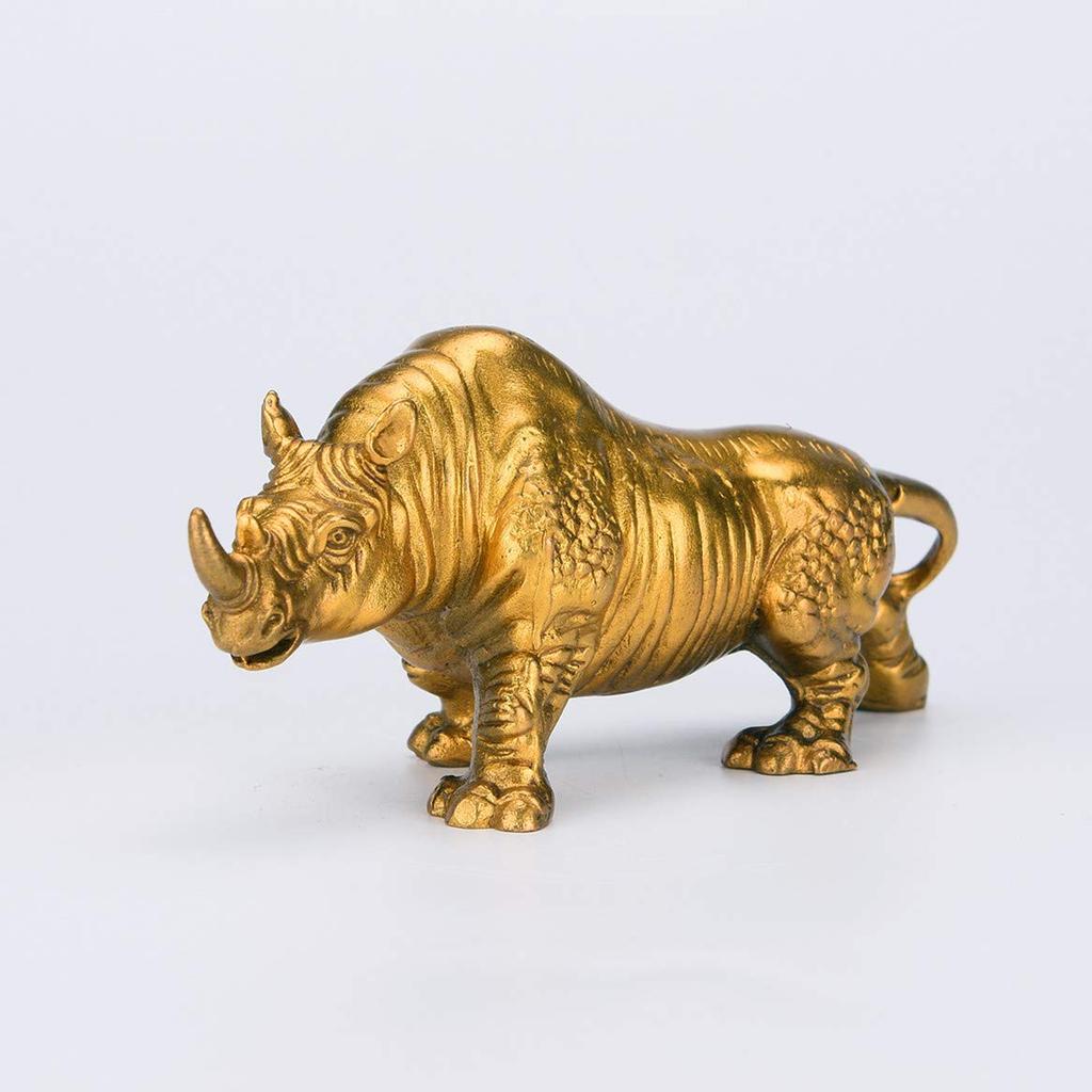 Feng Shui Lucky Good Luck Fortune Money Wealth Copper Item, Rhino, Charm, Ornament, Improver, Luck, Luck, Collectible, Amulet,
