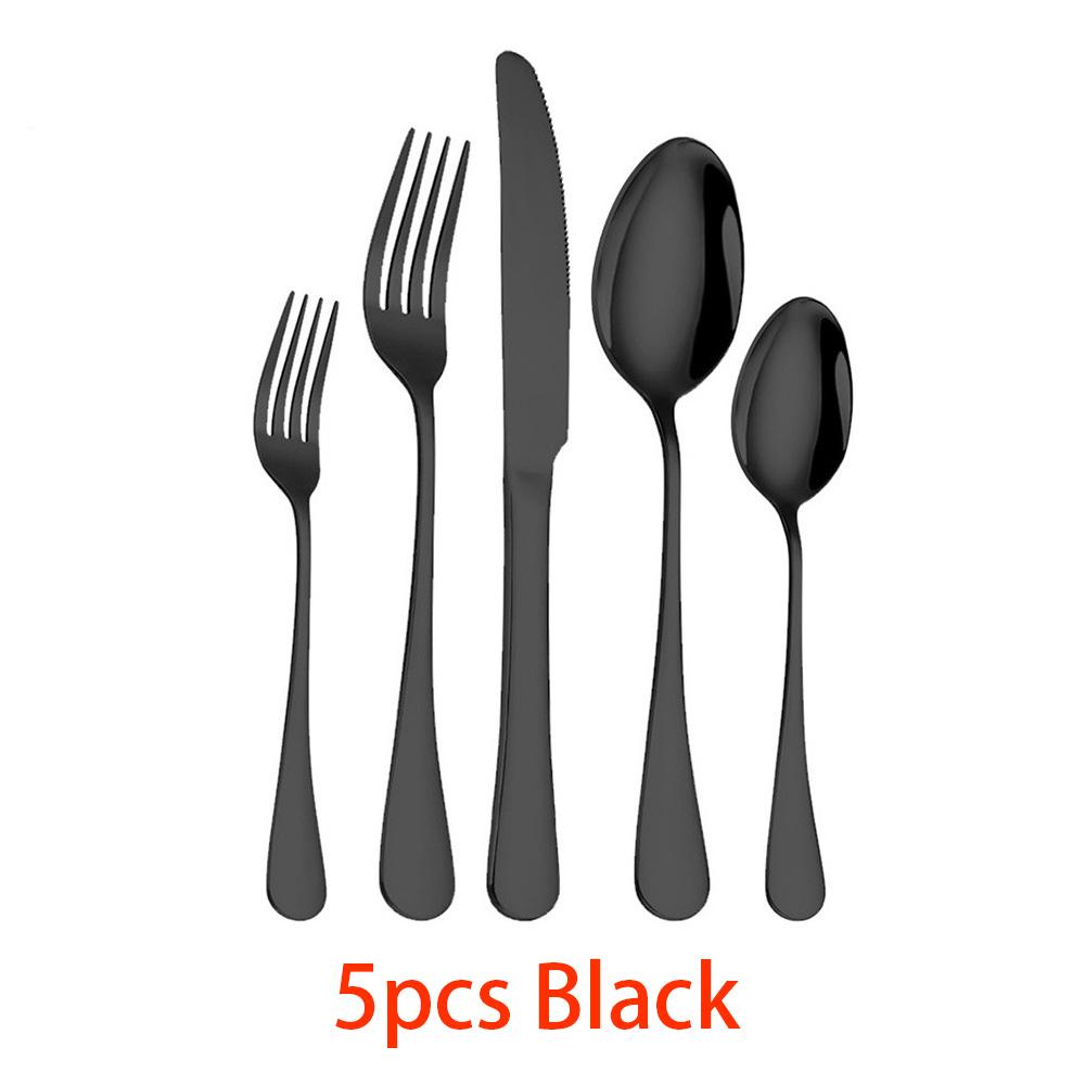 

5pcs Cutlery Set Tableware Stainless Steel Gothic Spoon Fork Knife Halloween Skull Pattern Dinnerware Western Flatware Set