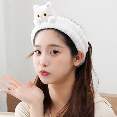 1/3Pcs Cartoon Cat Decor Headbands Coral Fleece Elastic Makeup Face Wash Hair
