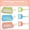 3PCS Medium Open Cat Litter Box with Scoop, 15 X 11 X 4 Inches, Non-Stick Plastic Pan for Cats, Puppies, Bunnies