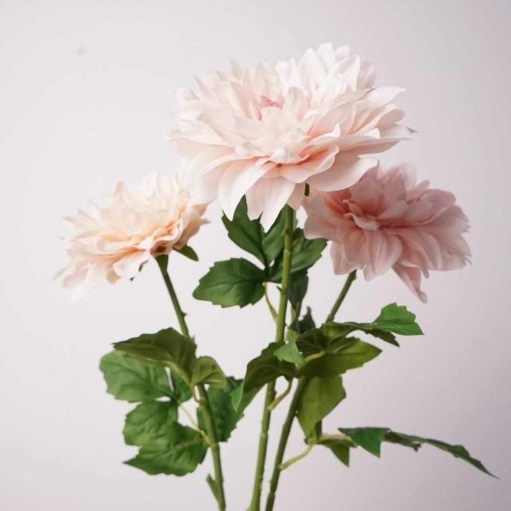 61CM Artificial Dahlia Flowers Green Leaves Simulation Dahlias Branch  Hotel Wedding Decoration