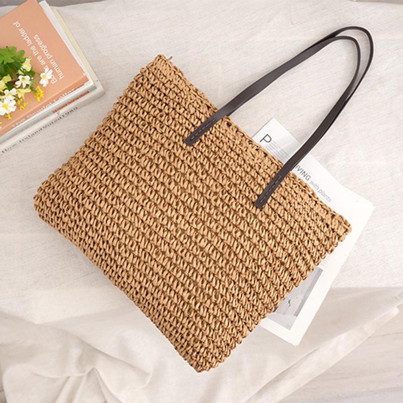 Yogodlns Summer Hot Straw Bag For Women Large Capacity Shoulder Bag Braided Woven Handbags Travel Seaside Beach Bag Basket Bolsa