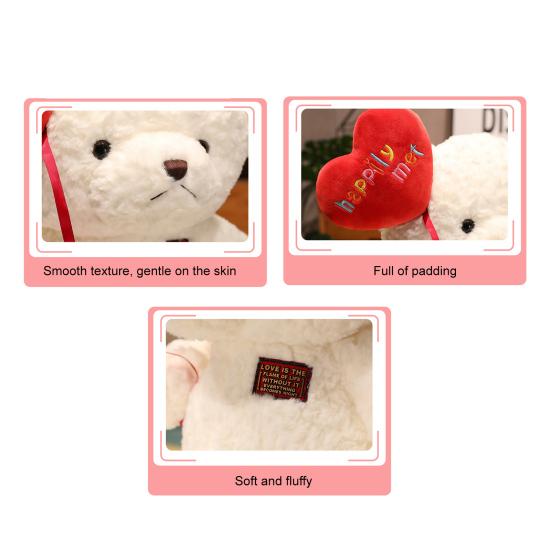 Large Teddy Bear Plush Giant Stuffed Animal Soft Cuddly Toy Huggable Heart-shaped Bear Plushie for Girlfriend Valentine's Day Gift