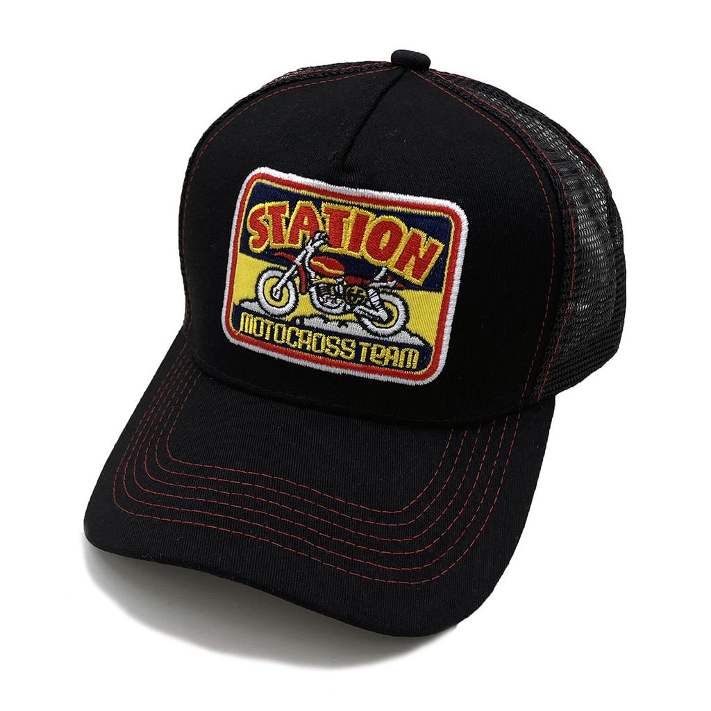 Motorcycle Embroidery Contrasting Sun Hat Male And Female Couple Mesh Truck Driver Hat Shade Baseball Cap
