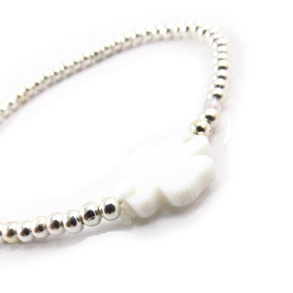 Les Trésors De Lily [J6657] - Silver White 'Clover' Designer Bracelet