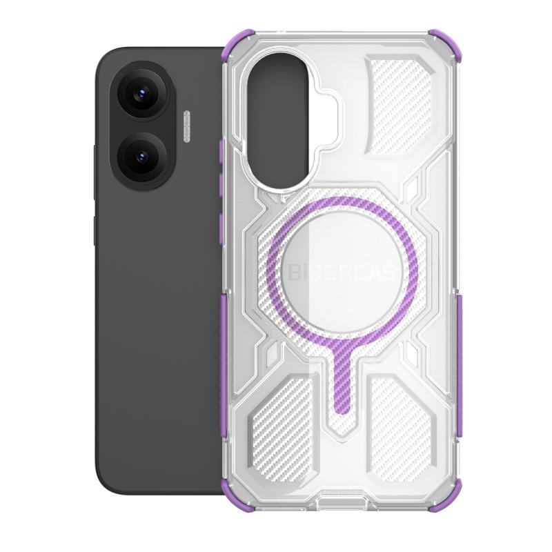 Coque magnétique translucide BIBERCAS pour Xiaomi Poco F7 Redmi Turbo 4 Pro 5G Chargement sans fil Cadre en TPU Coque arrière en plastique pour téléphone