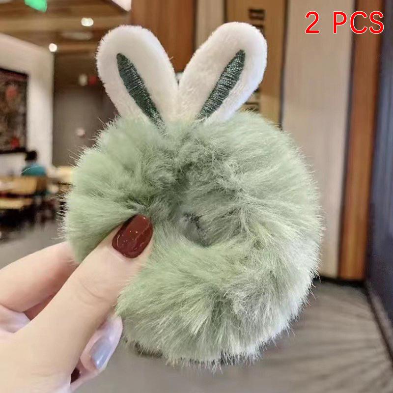 2 Stücke Niedliche Süße Hasenohren Haarseil Für Frauen Mädchen Candy Farbe Scrunchies Elastische Gummibänder Pferdeschwanz Haarschmuck