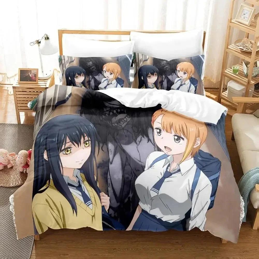 Anime Mieruko-chan Bedding Set Duvet Cover Bed Set Quilt Cover Pillowcase Comforter King Queen Size Boys Adult Bedding Set
