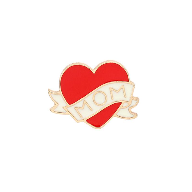 

Elegant Heart Enamel Shaped Mom Brooch Pin In Trendy Colorful Striped Style For Gifts