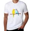 Two Budgies Watercolour Tshirt Casual Lightweight Short Sleeve Top