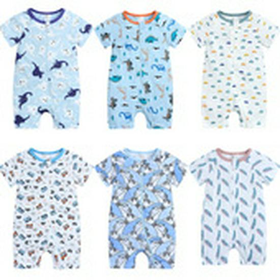Kids Tales Lion Romper: Newborn Short Sleeve Double Zipper Jumpsuit