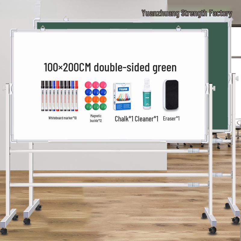 Double-Sided Magnetic Whiteboard & Chalkboard with Mobile Stand for Home, Teaching, and Office Use