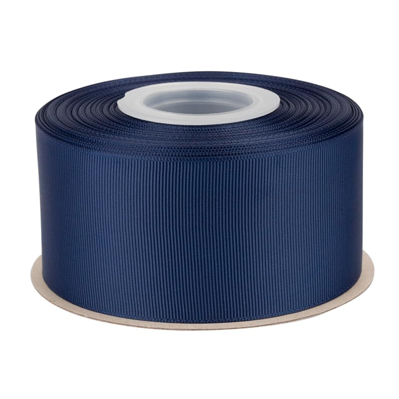 

[Tekdeere]Width 50mm solid navy grosgrain ribbon, perfect for gift wrapping, sewing, hair accessories, wedding decorations - 22 meters/roll