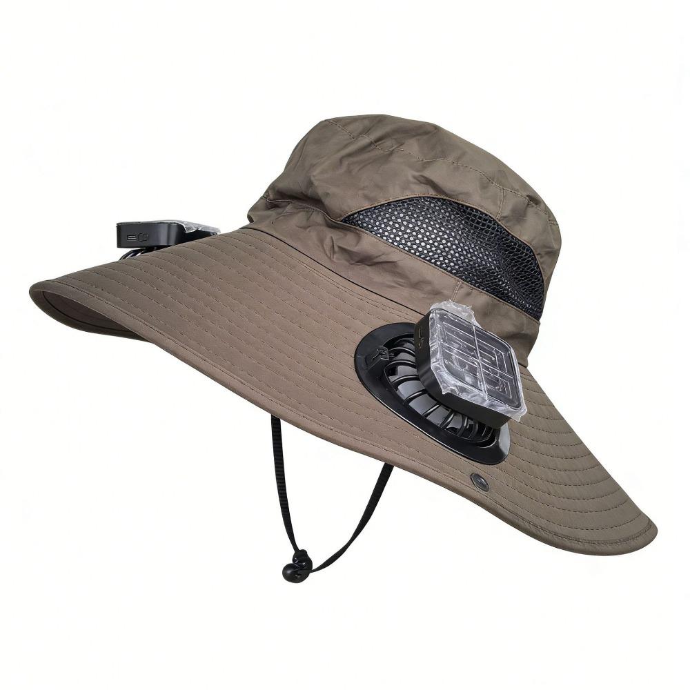 Dual Fan Summer Fan Visor Cap 3 Speeds Fishing Bucket Hat Convenient Solar Fan Hat Outdoor Travel