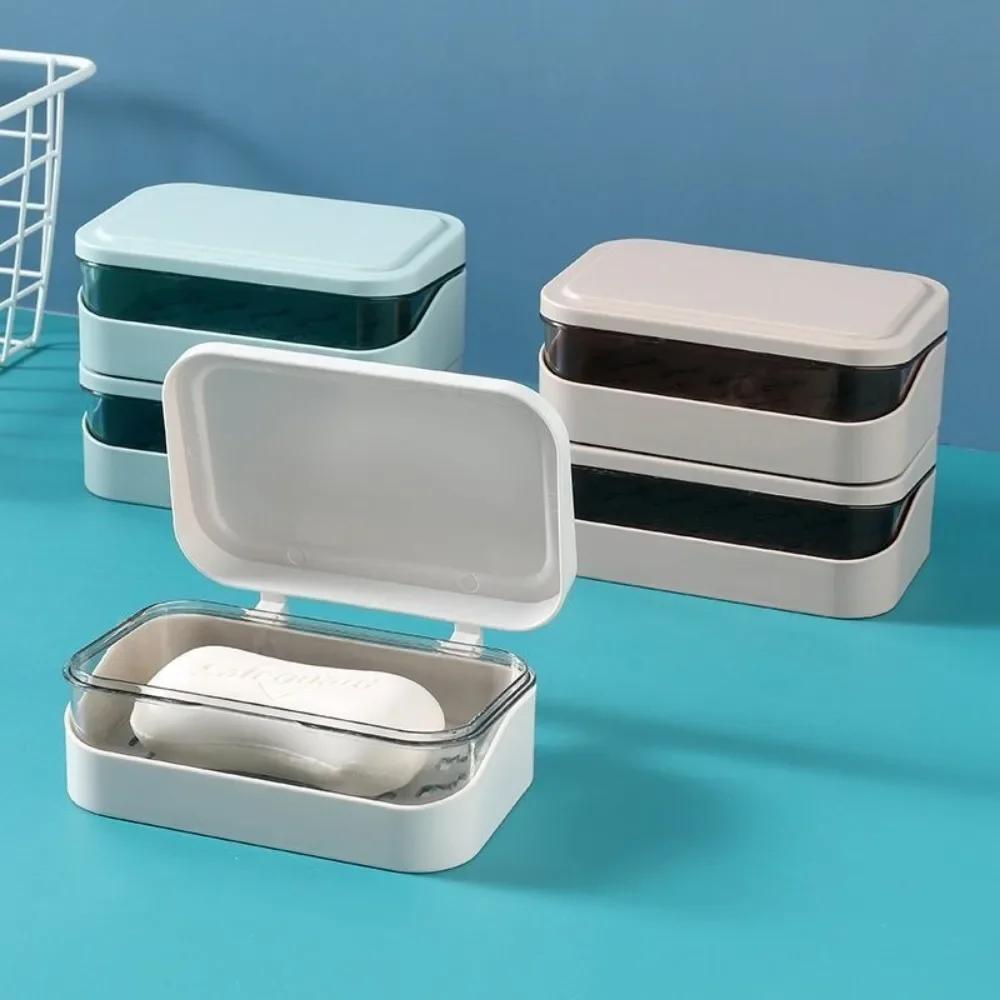 Creative Clamshell Soap Box Simple Transparent Plastic Drain Box Household Dormitory Soap Box Toilet Balcony Bathroom Baños
