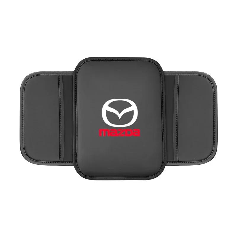 2025 Heißer Mittelkonsolen-Armlehnen-Schutz Leder Auto-Armlehnenbox-Polster Aufbewahrungstasche für Mazda 3 6 Axela Atenza CX-5 MX5 Auto AC
