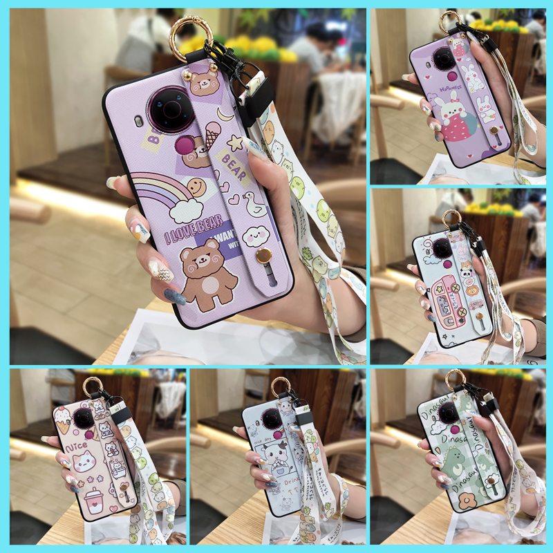 Fashion Design Phone Holder Phone Case For Nokia 5.4 Wrist Strap Cartoon Lanyard Protective Anti-knock Anti-dust Ring