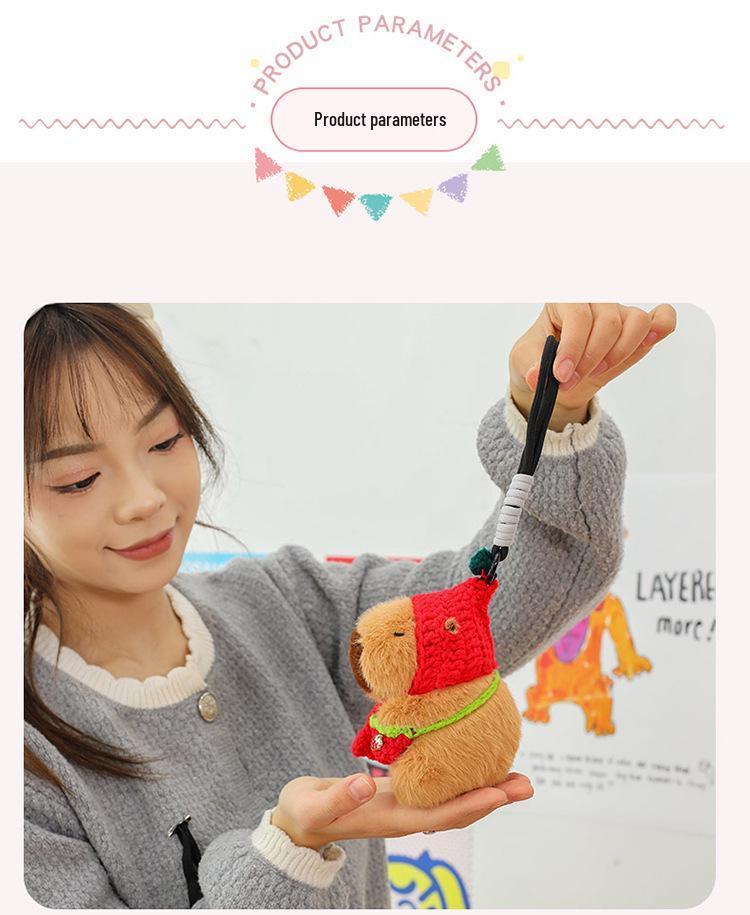 Capybara Plush Doll Keychain – Adorable Knitted Street Stall Gift