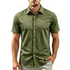 Camisa Casual de Manga Corta para Hombre Cuello de Botones Corte Ajustado Tejido Ligero Transpirable Camisa de Verano Primavera para Uso Diario