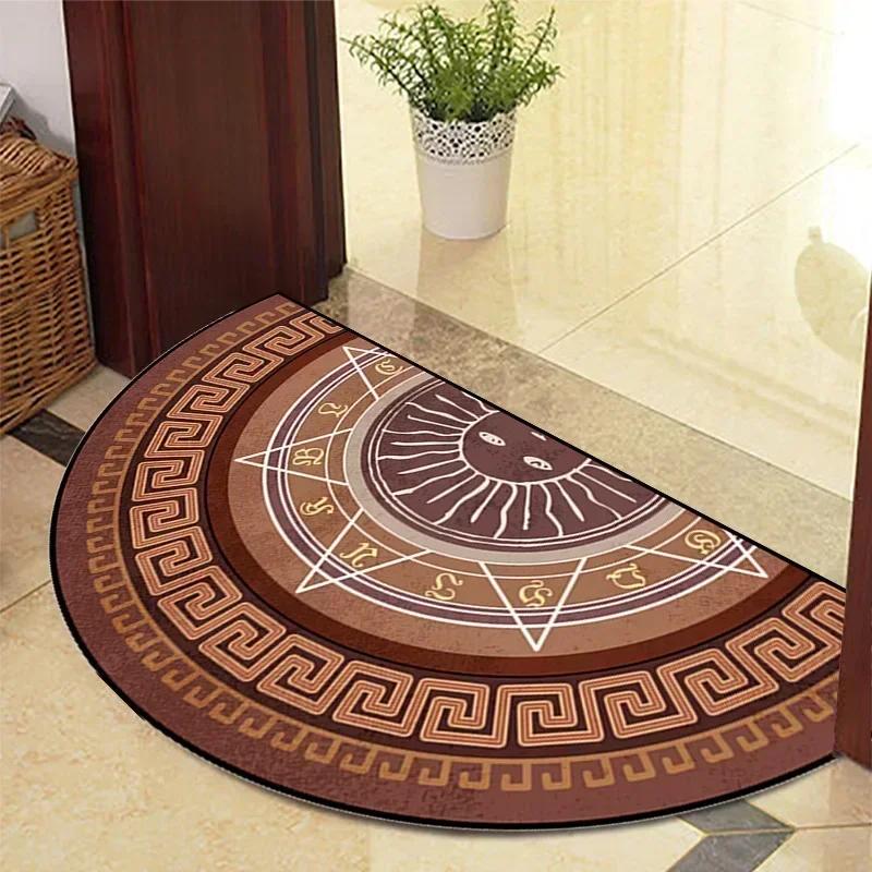 1PC Retro Door Rug Semi-circular Floor Mat Entrance Door Rugs Non-slip Absorbent Bathroom Mat Room Home Decoration Hogar Tapete
