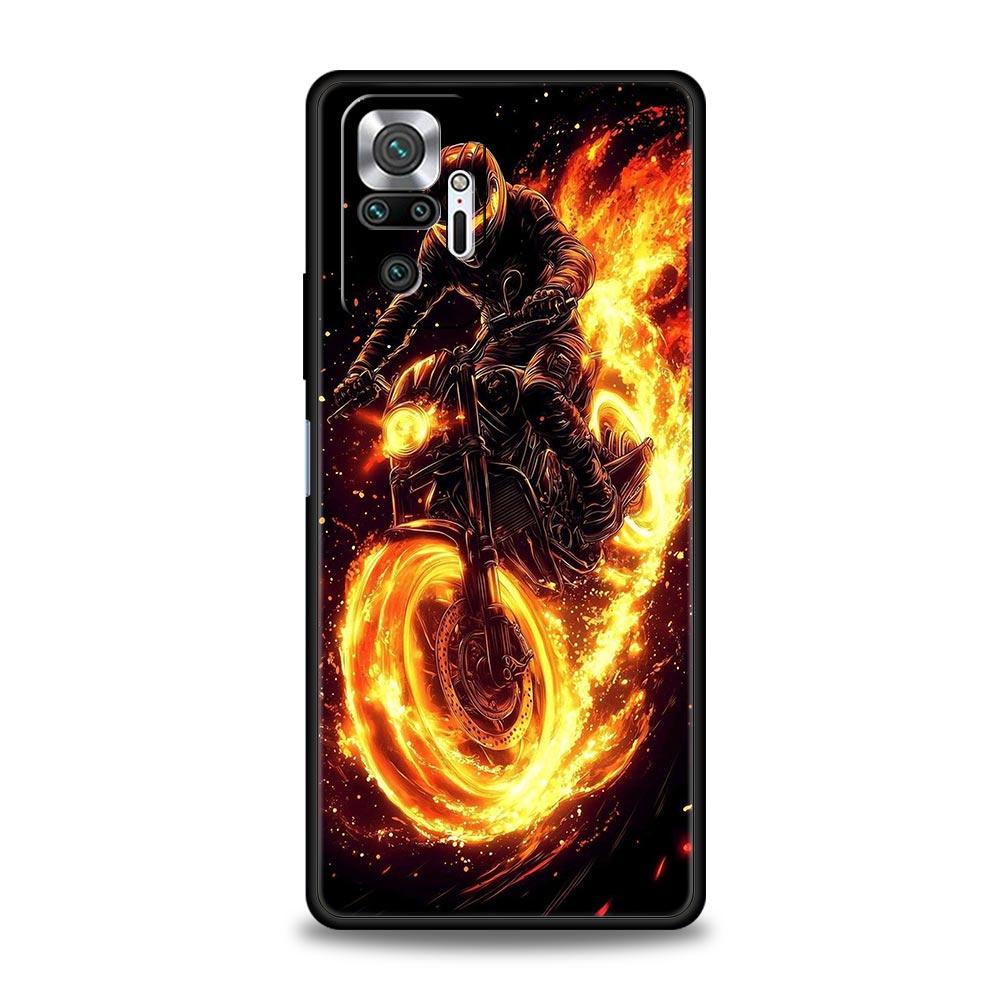 Motorcycle Phone Case Cover for Redmi 14C 10C Note 15 14 13 12 10 11 K40 Pro Plus 5G Soft TPU Shockproof Shell Fundas Capas Bags