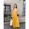 Dopamine yellow sleeveless suspender dress women's summer French feeling seaside vacation super fairy beach skirt women's clothing