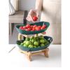 Nordic Creative Durable Plastic Fruit Plate With Wooden And Iron Stand Two Tier Three Tier Fruit Bowl For Living Room Modern Design