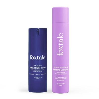 Kit de îngrijire a pielii sensibile Foxtale | Ser de noapte cu retinol încapsulat Vit-A-Lity 0,15%, 30 ml & Cremă super hidratantă cu ceramide pentru netezire, 50 ml |