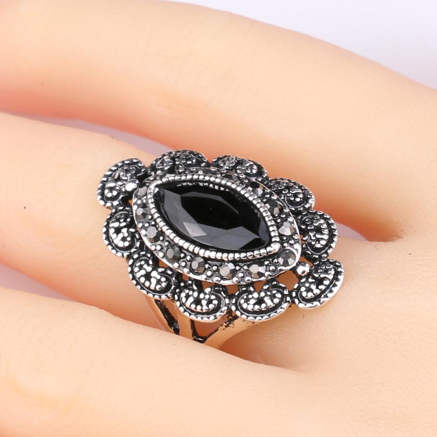 Turkey Vintage Peridot Ring Red/black Stone Bague Femme Boho Anel  Party Crystal Rings Woman Anillos Mujer