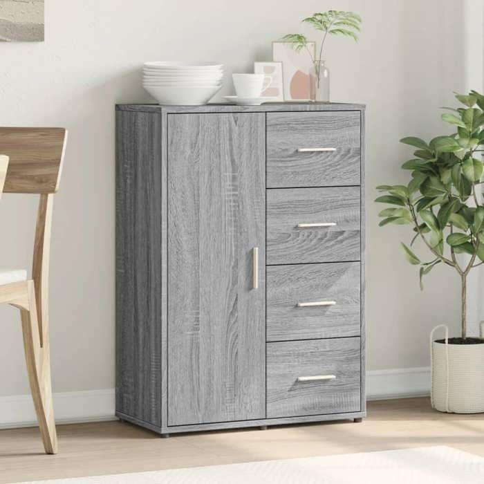 VidaXL Buffet sonoma gris 60x31x84 cm bois d'ingénierie, armoire de rangement, meuble d'entrée, meuble d'appoint, meuble de 840511