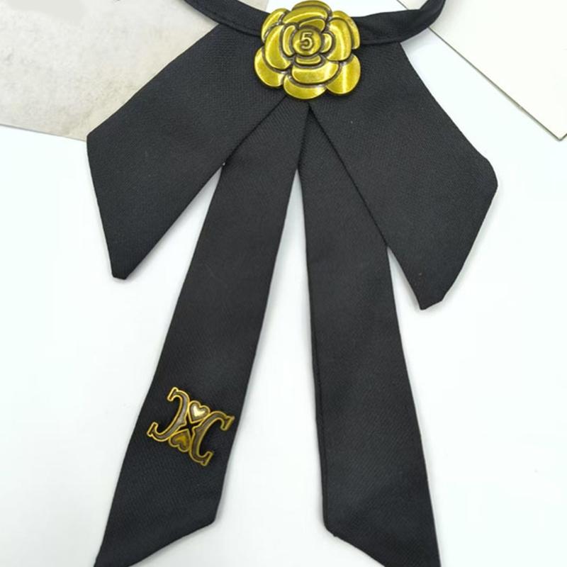 Metallic Rose Flower Bowtie Neck Accessory For Formal Casual Occasion Adjustable Design Easy To Wear Neck Tie for Women