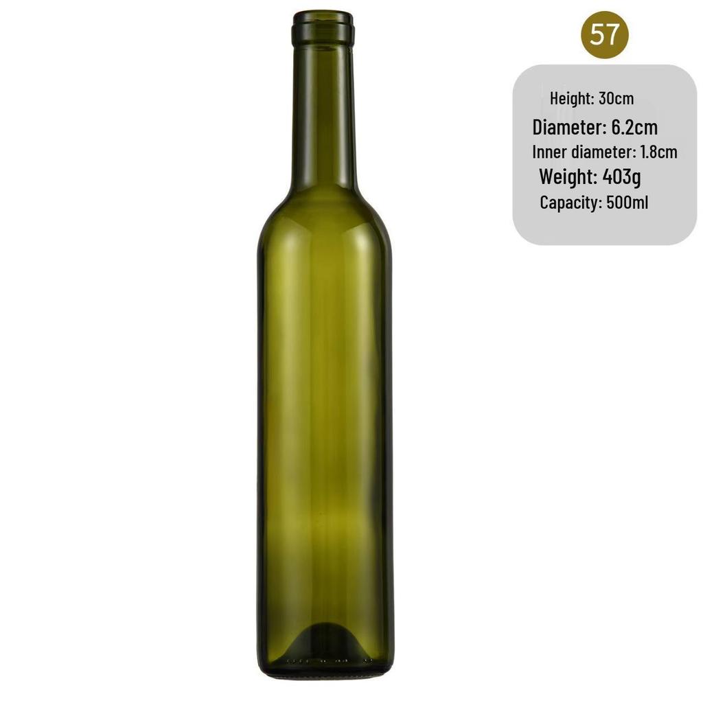 In-Stock Burgundy Green Glass Wine Bottle - Ideal for Red Wine, Liquor, Home Brewing, and Fruit Wine Storage
